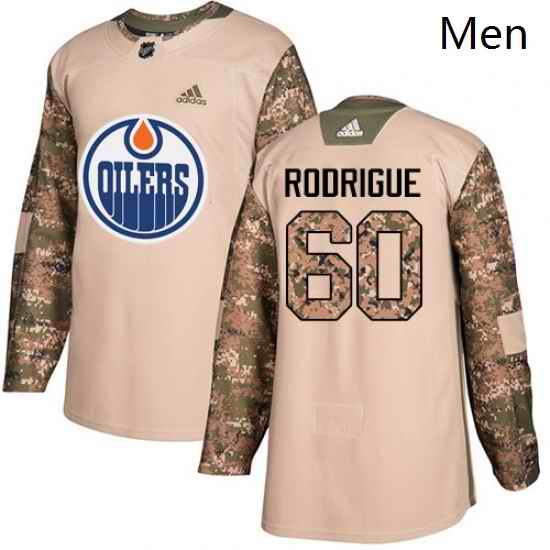 Mens Adidas Edmonton Oilers 60 Olivier Rodrigue Authentic Camo Veterans Day Practice NHL Jersey